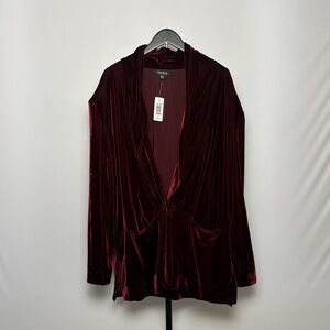 Well Worn Women's Burgundy Velvet Open Front Shawl Jacket XXL New without Tags